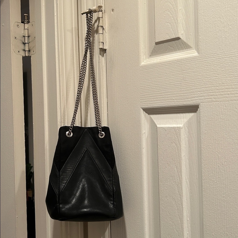 Express Black Chain-Handle Drawstring Bucket Bag - image 3